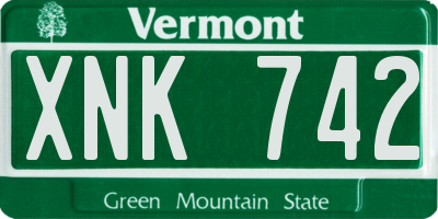 VT license plate XNK742