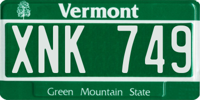 VT license plate XNK749