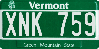 VT license plate XNK759