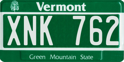 VT license plate XNK762