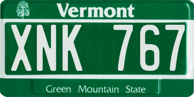 VT license plate XNK767