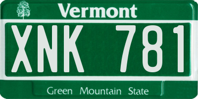 VT license plate XNK781