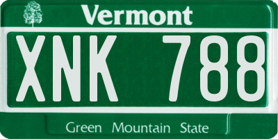 VT license plate XNK788