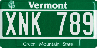 VT license plate XNK789