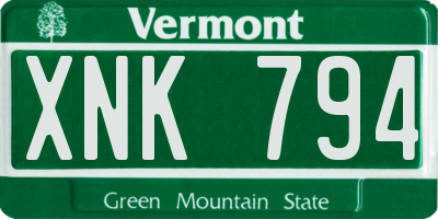 VT license plate XNK794