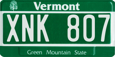 VT license plate XNK807
