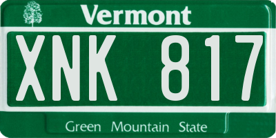 VT license plate XNK817