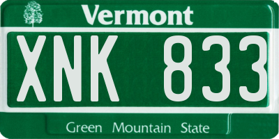 VT license plate XNK833