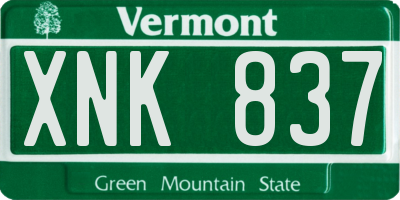 VT license plate XNK837
