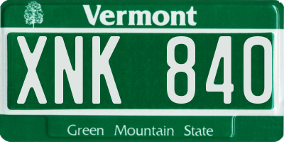 VT license plate XNK840