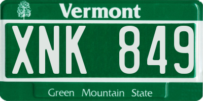 VT license plate XNK849