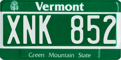 VT license plate XNK852