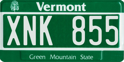 VT license plate XNK855