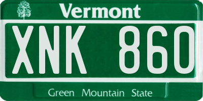 VT license plate XNK860