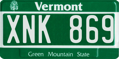 VT license plate XNK869