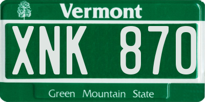 VT license plate XNK870