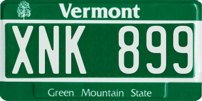 VT license plate XNK899