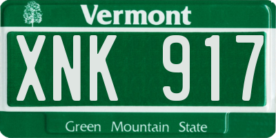 VT license plate XNK917