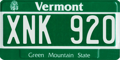 VT license plate XNK920