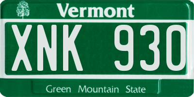 VT license plate XNK930
