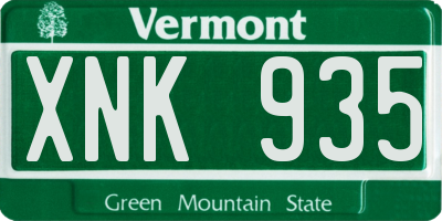 VT license plate XNK935