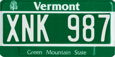 VT license plate XNK987