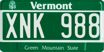 VT license plate XNK988