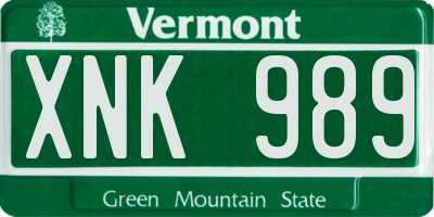 VT license plate XNK989