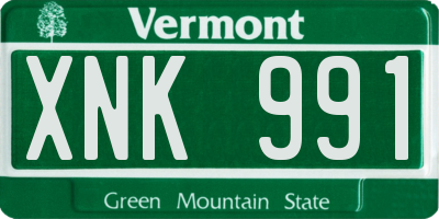 VT license plate XNK991