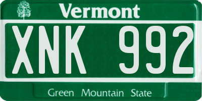 VT license plate XNK992