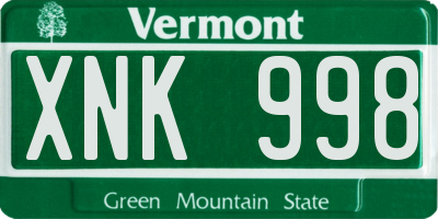 VT license plate XNK998