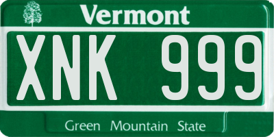 VT license plate XNK999