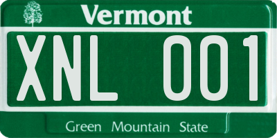 VT license plate XNL001