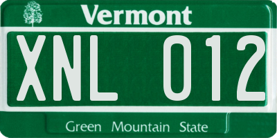 VT license plate XNL012