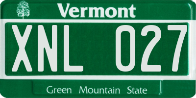 VT license plate XNL027