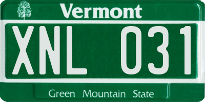 VT license plate XNL031