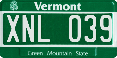 VT license plate XNL039