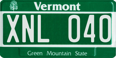VT license plate XNL040