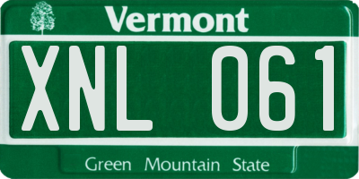 VT license plate XNL061