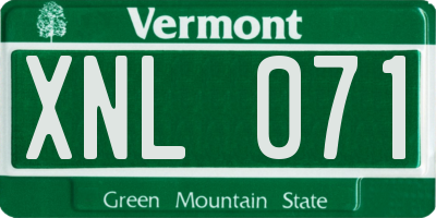 VT license plate XNL071