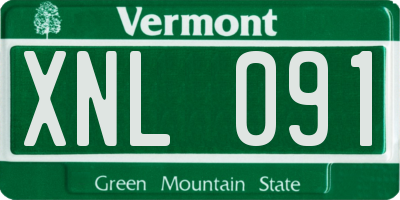VT license plate XNL091