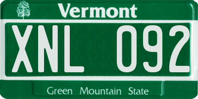 VT license plate XNL092