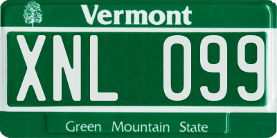 VT license plate XNL099
