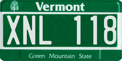 VT license plate XNL118