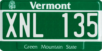 VT license plate XNL135