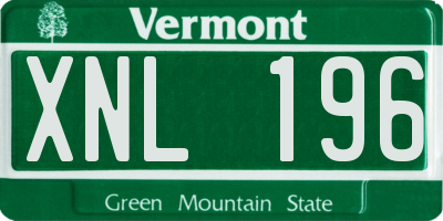 VT license plate XNL196