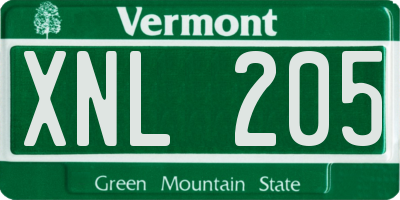 VT license plate XNL205