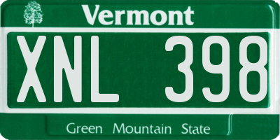 VT license plate XNL398