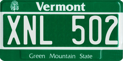 VT license plate XNL502
