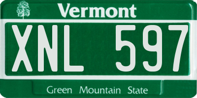 VT license plate XNL597